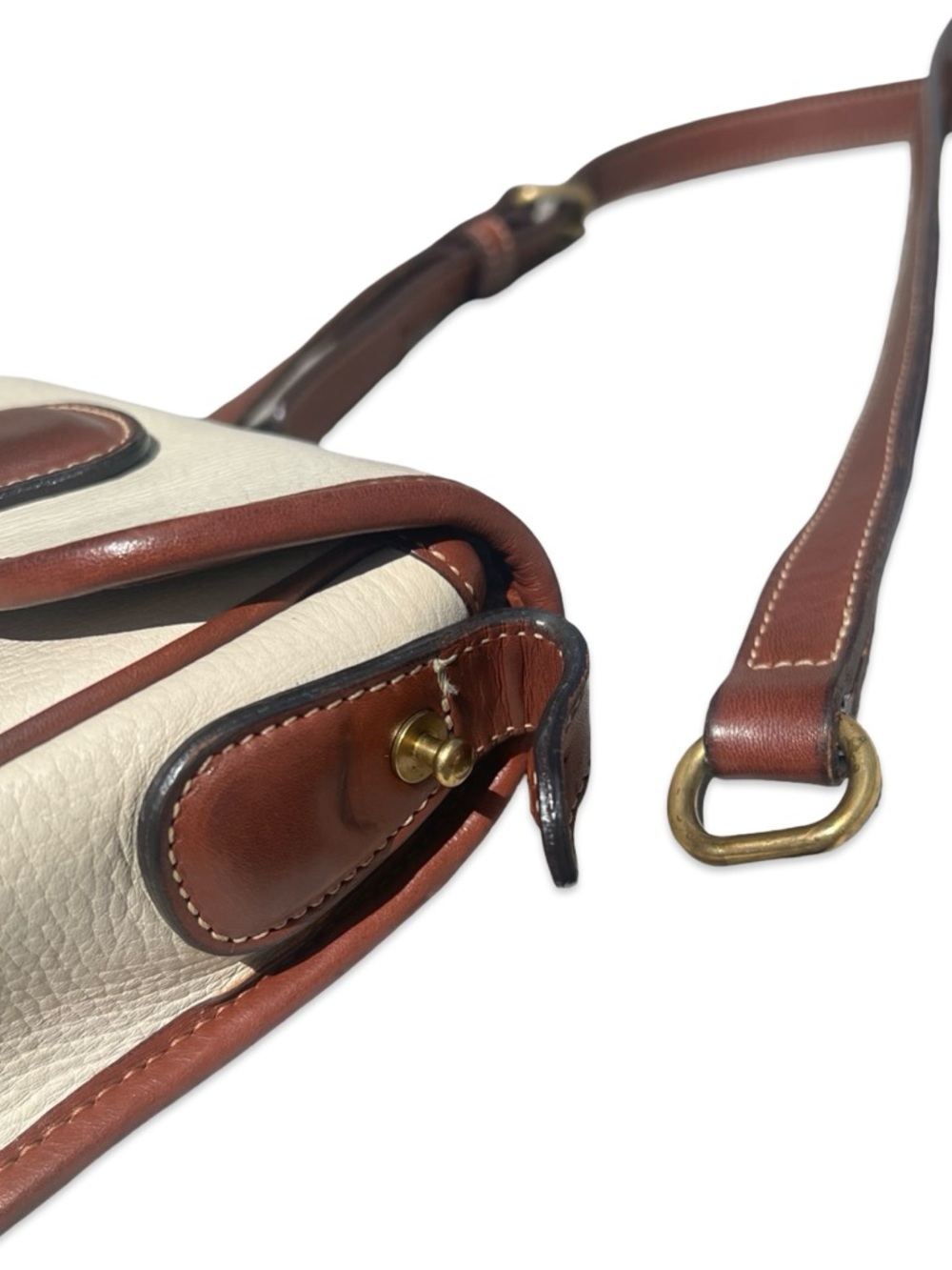 90s Vintage COACH Durham Mini Bag in Bone with Tan Trim - Picture 12 of 16